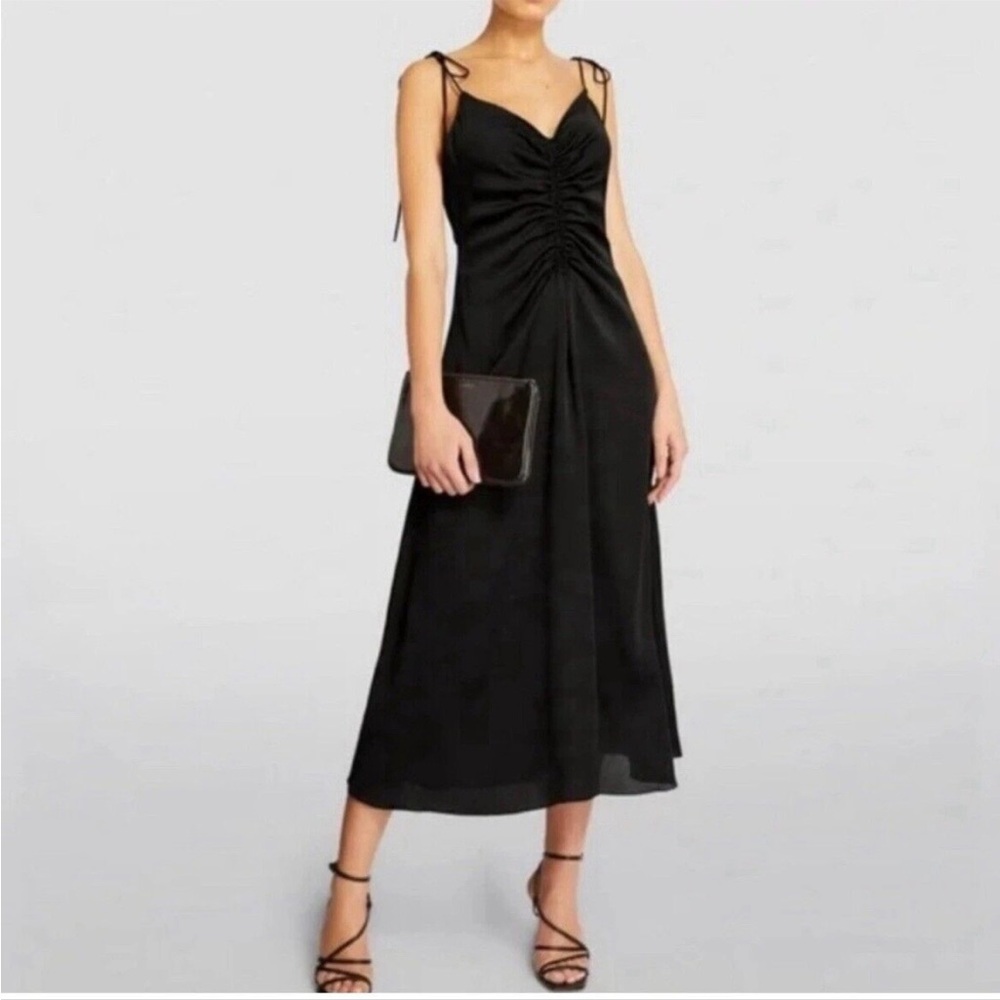 Jason Wu Teal Satin Strappy Crisscross Back Shoulder Tie Slip Midi Dress
